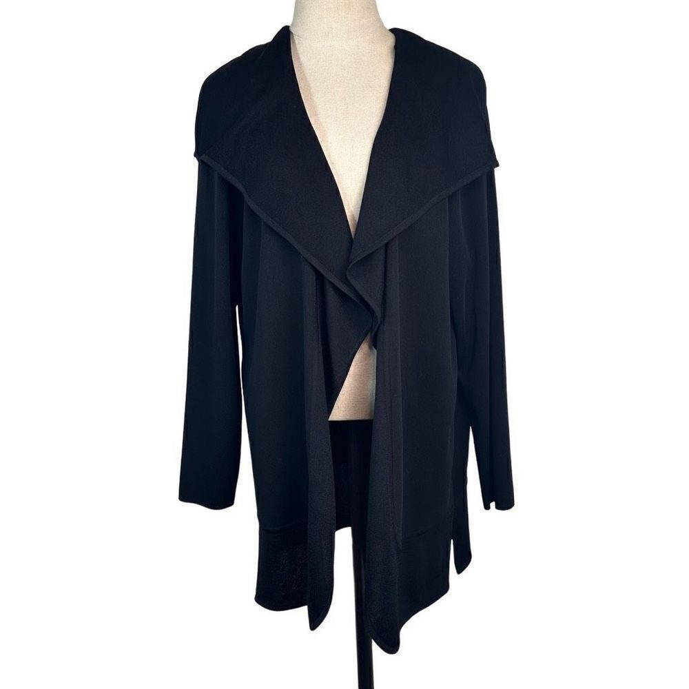 Exclusively Misook Women’s Black Cardigan Drape Shawl Collar Modest Knit Size XL